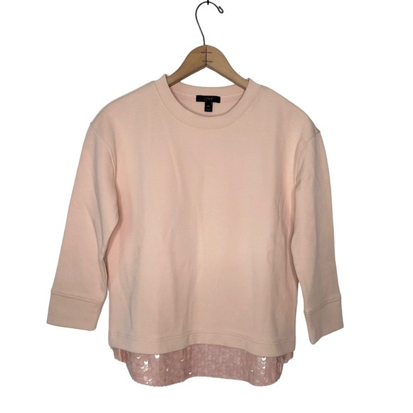 J. Crew | Light Pink Sequins Hem Sweatshirt Size XXS - Picture 2 of 8